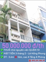 GIỎ HẢNG T7.2025: THUÊ NGUYÊN CĂN MẶT TIỀN Q10- NHÀ ĐẸP KINH DOANH LIỀN: 30 Triệu. LH: 0933 910 039